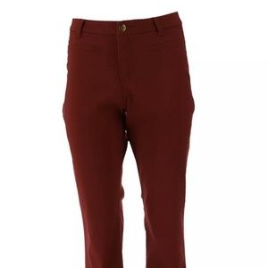 IMAN Global Chic Perfect Ponte 360 Slimming Boot-Cut Pants (Red) New